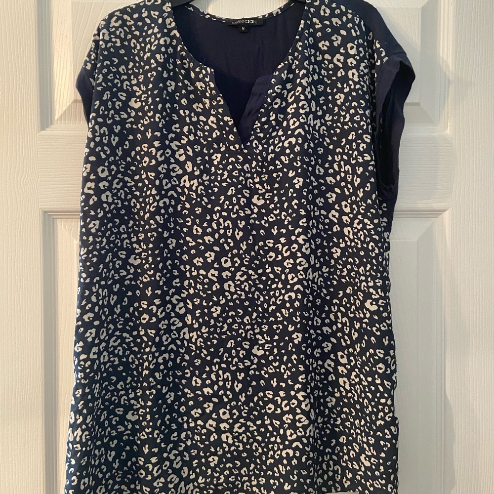 Forest green, cream print, paper moon, medium top